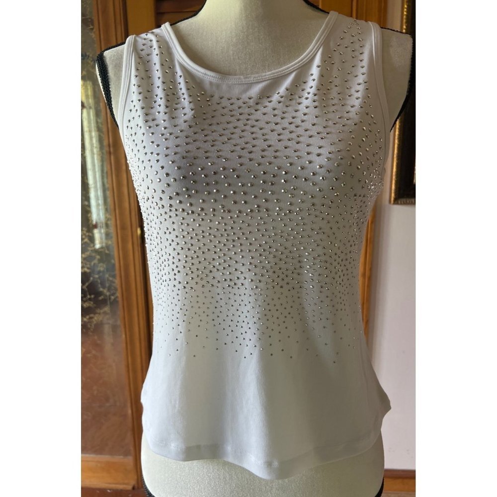 Calvin Klein White Silver Embellished Shell -- Small